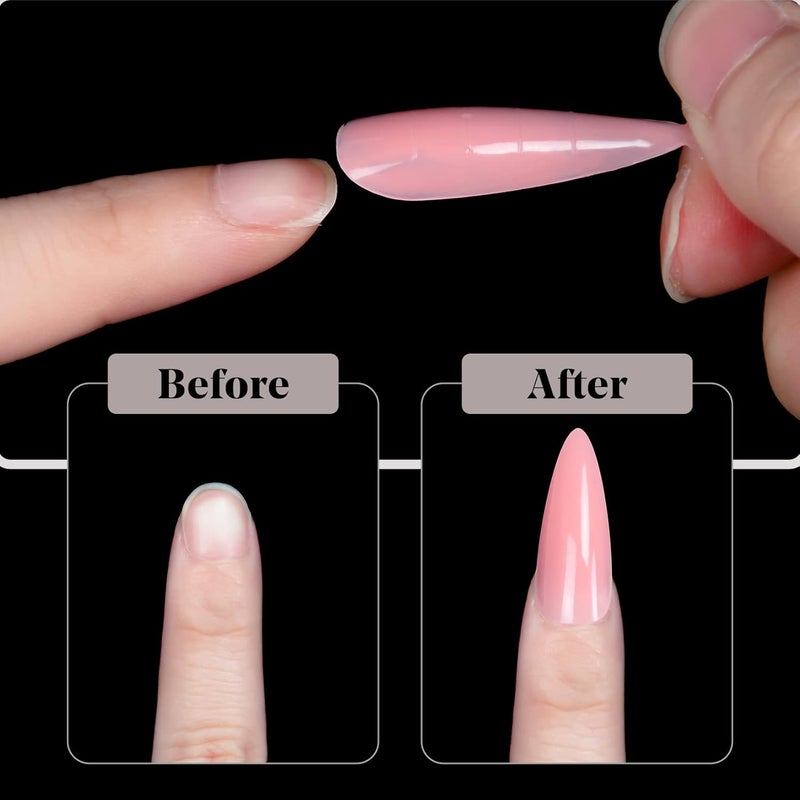 krofaue Poly Extension Gel - 120pcs Dual Nail Forms with 12 Sizes Stiletto False Molds Lady Almond Style Full Cover Builder for Nails Acrylic Forms fit DIY at Home - Image 4